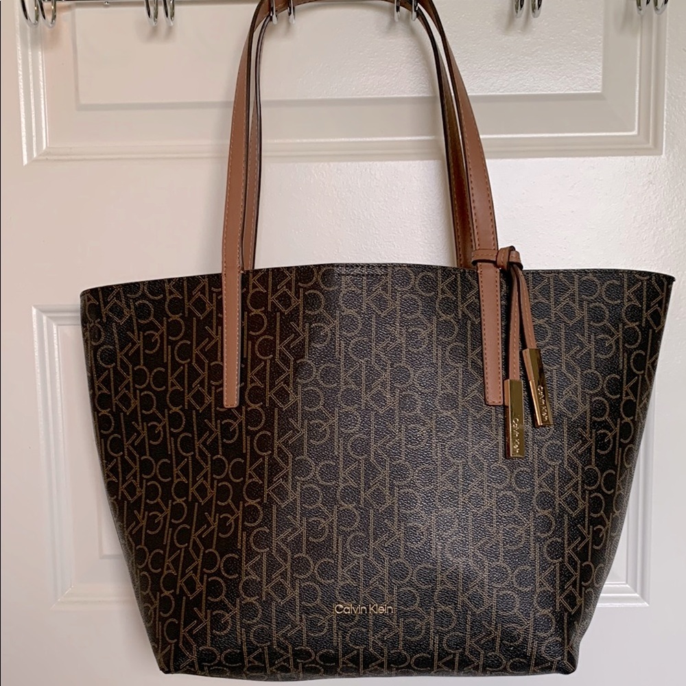 Calvin Klein Brown Monogram Signature Rachel Tote Bag